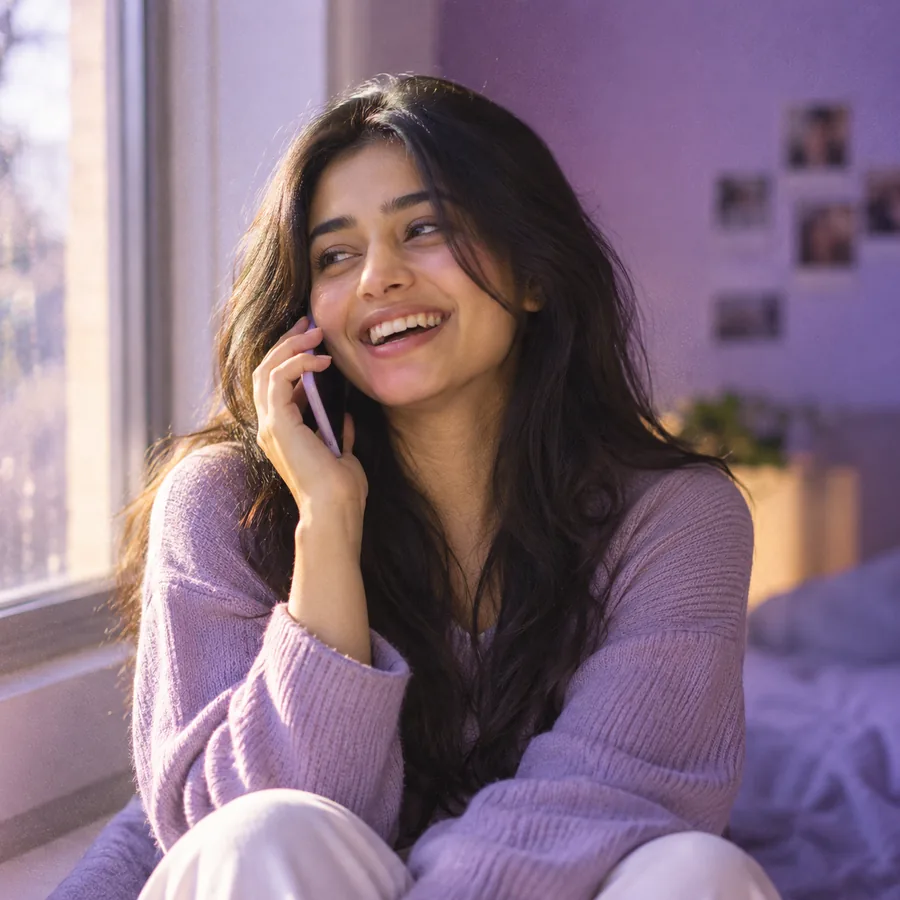 Someone laughing during a call on Talkr